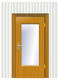 Door with cristal and wall
