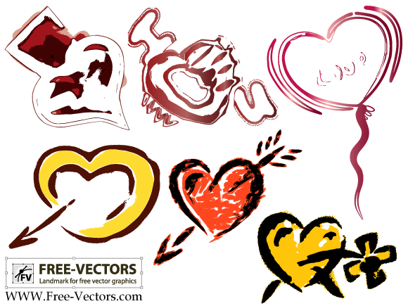 Free Valentines Love Heart Vector Set-1