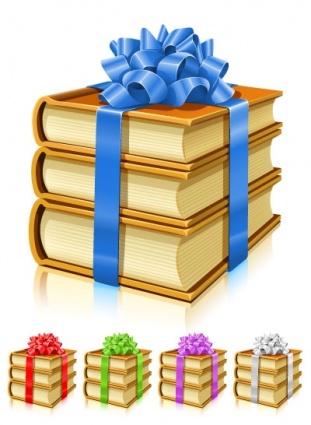 Gifts of books with ribbons and bows