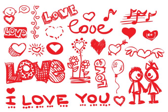 Hand Drawn Valentine Day Elements