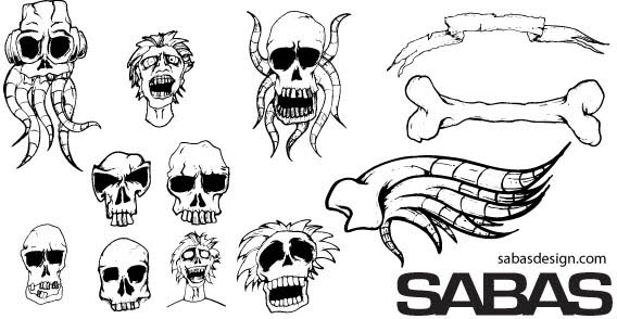 Different types of skulls free vector