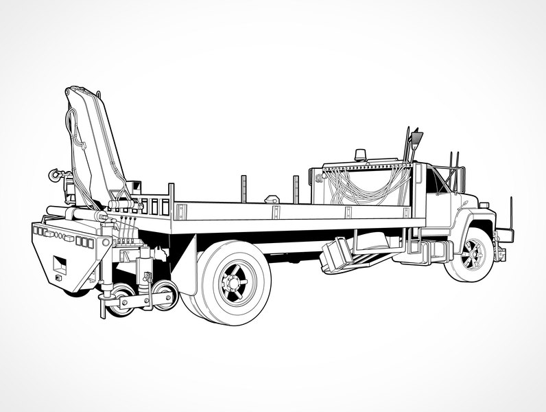 Free Vector Flatbed Truck with Boom Crane